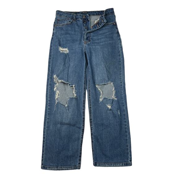 Wild Fable Highest Rise Straight Leg Ripped Distressed Jeans Button Fly FLAW 8 - Picture 1 of 8